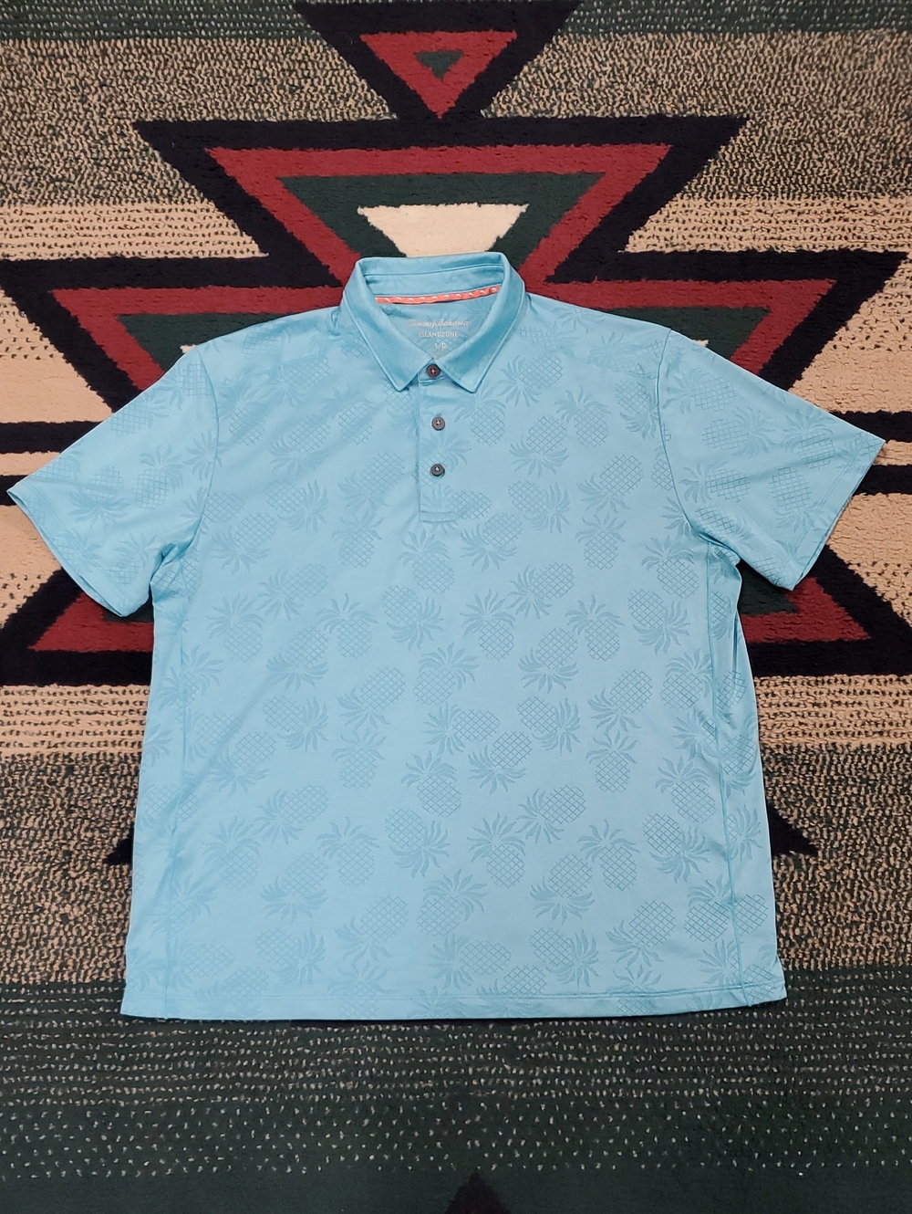 Tommy Bahama Light Blue Tropical Etched Polo Tee Shirt